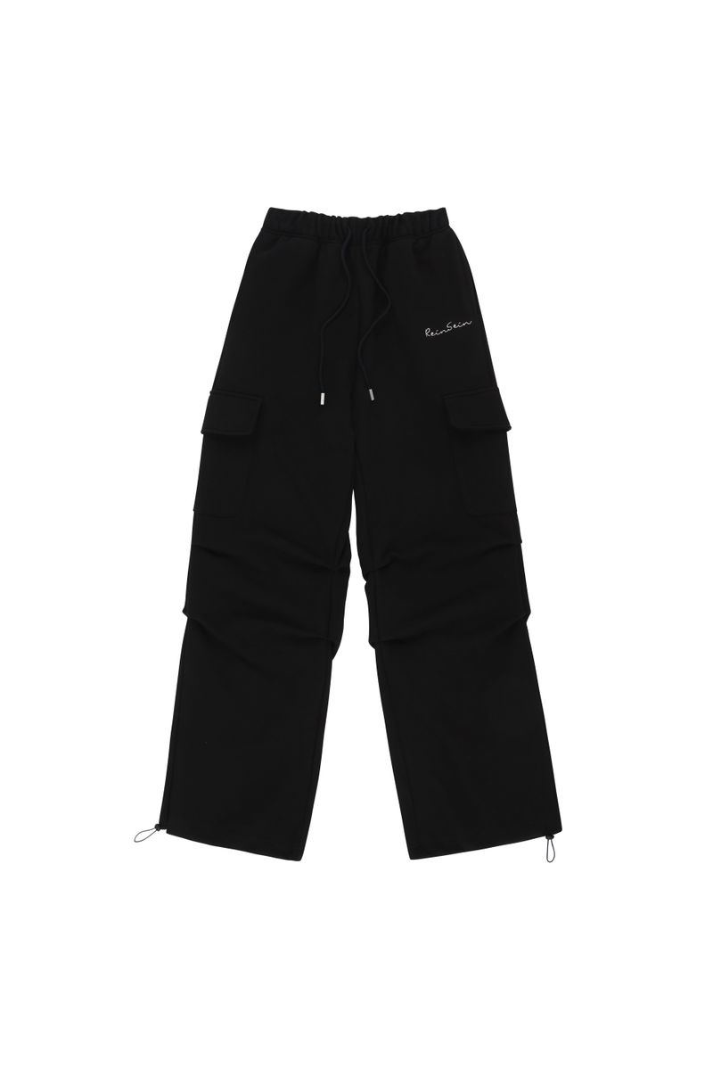 FW black double pintuck two-way cargo pants