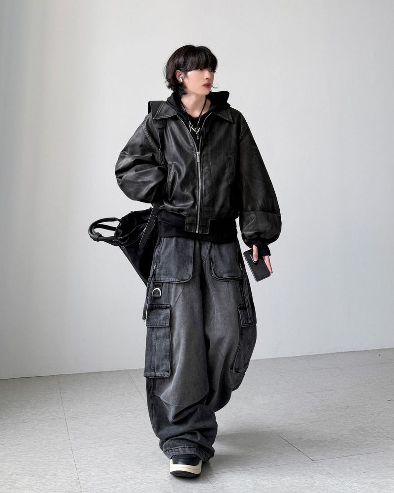 Akaza cropped leather jacket