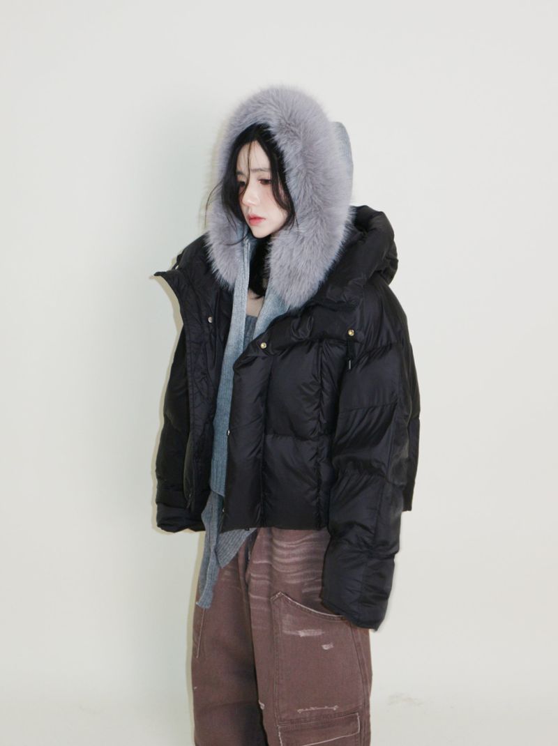 Out String Winter High-Neck Duck-Down Padded Jacket (Light Padded)