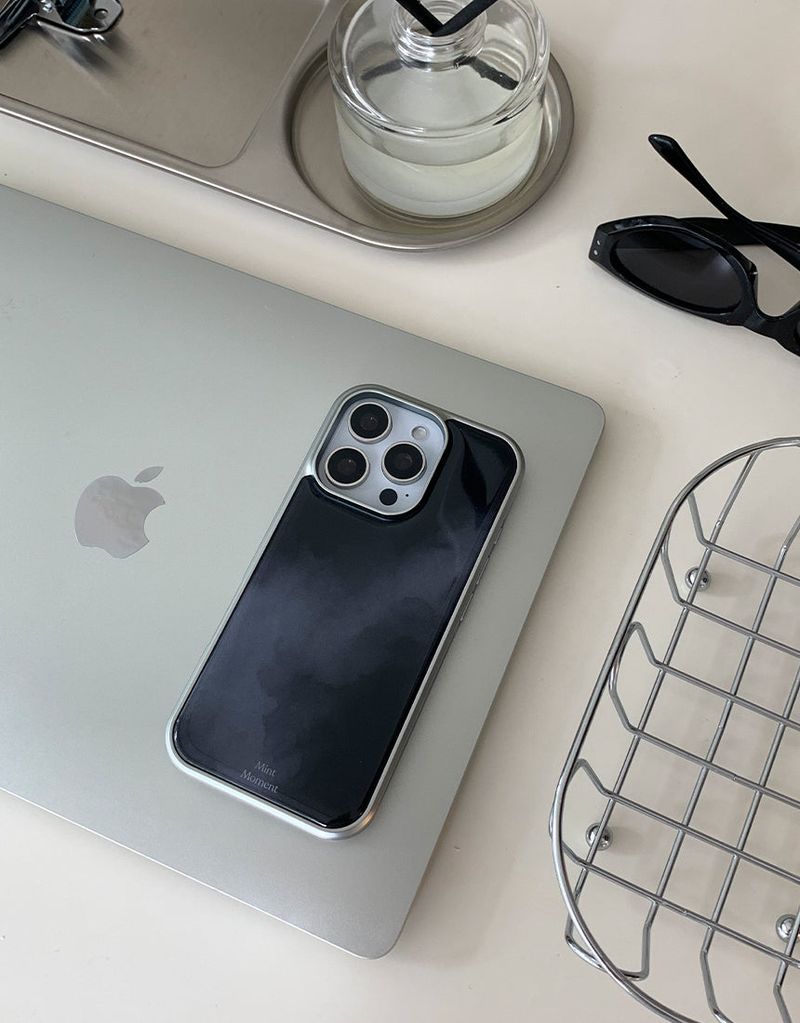 [MADE]Misty Black シルバーエポキシ iPhoneケース