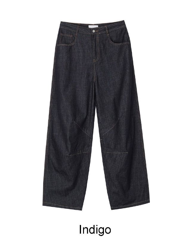 Medin Curved Linen Denim Pants