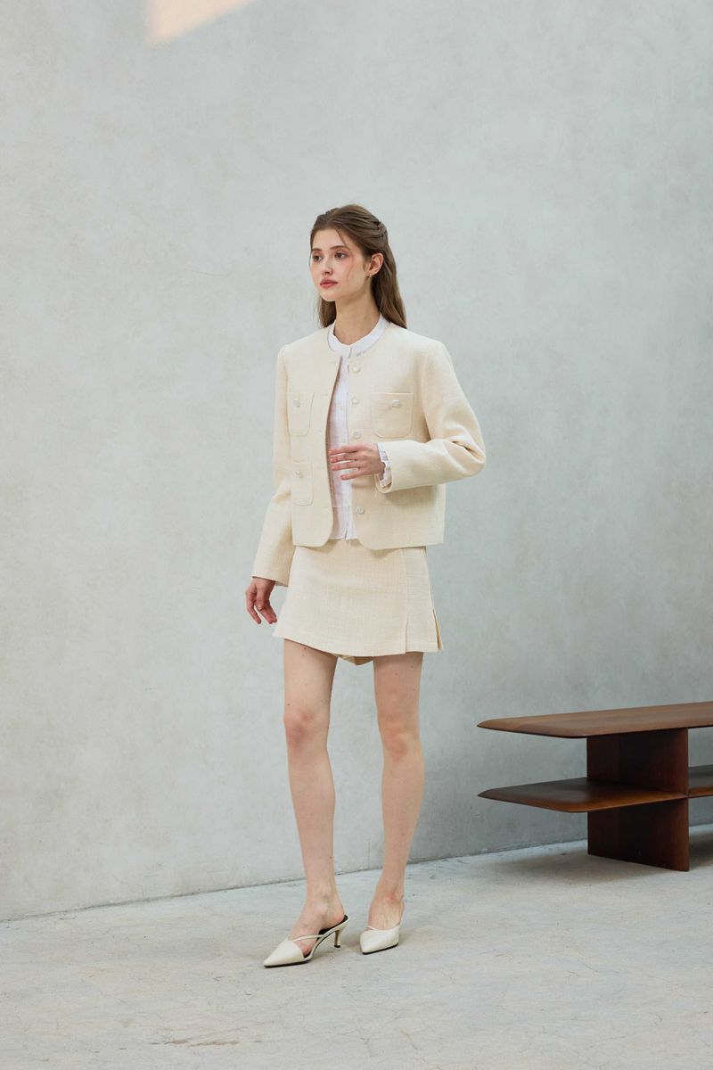 CHERISH TWEED SKIRT PANTS / WHITE