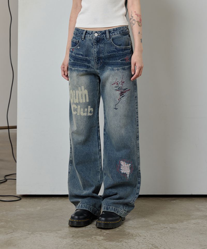 ODDSTUDIO（オッドスタジオ）の「Youth Graphic Stitch Denim Pants - BLUE（Pants）」