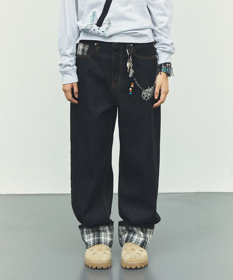 W CHECK DENIM PANTS BLACK(CV2FFFD110A)