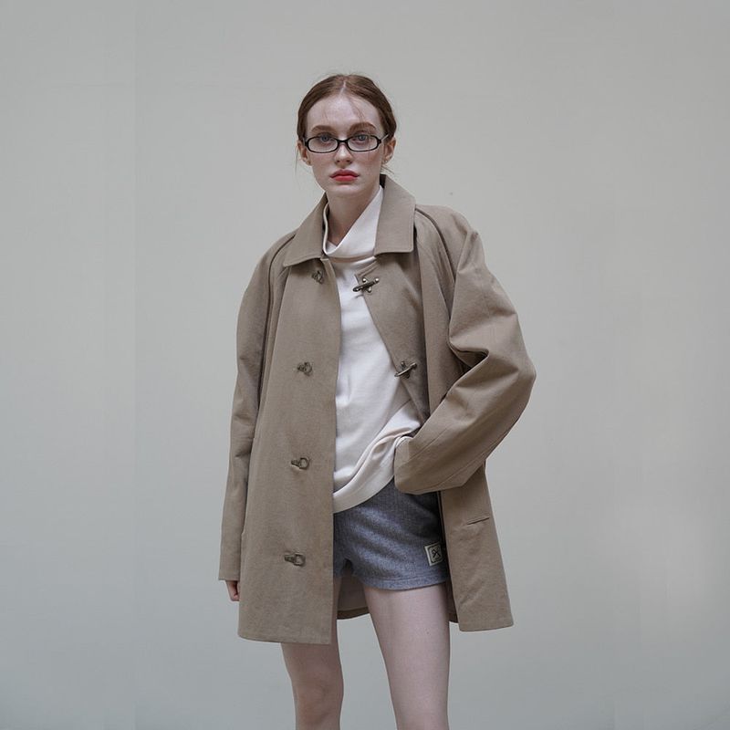 Beige Trench Half Coat