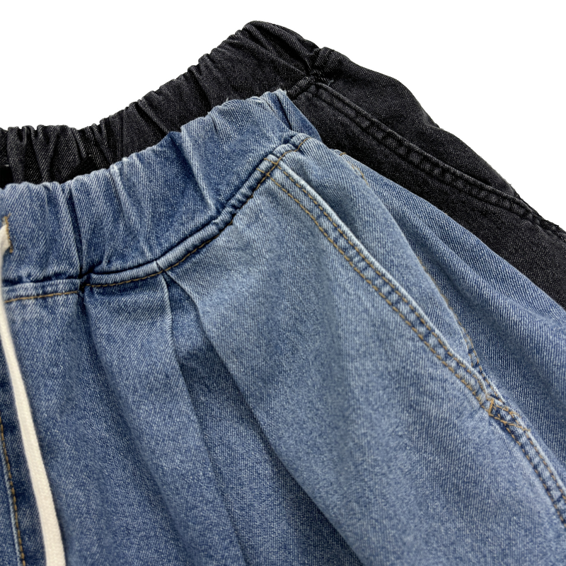 pintuck denim half pt