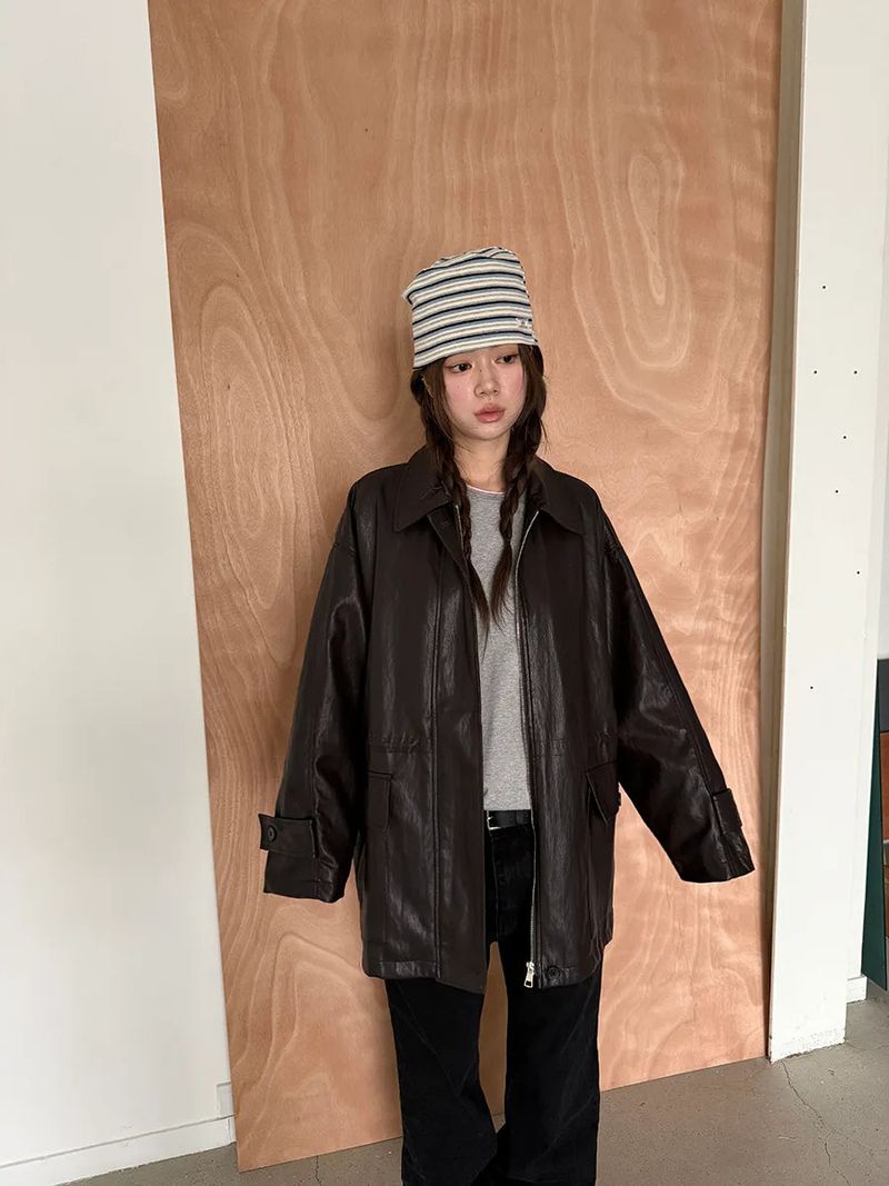 leather half jacket
