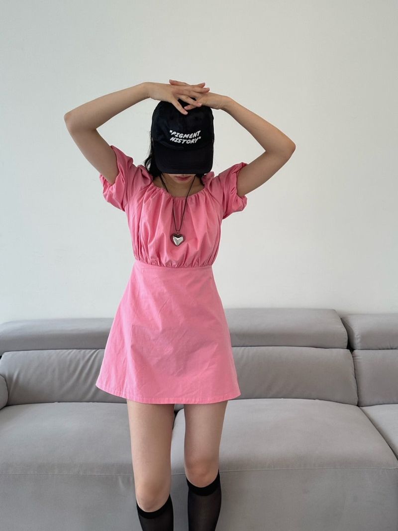 back strap ribbon dress
