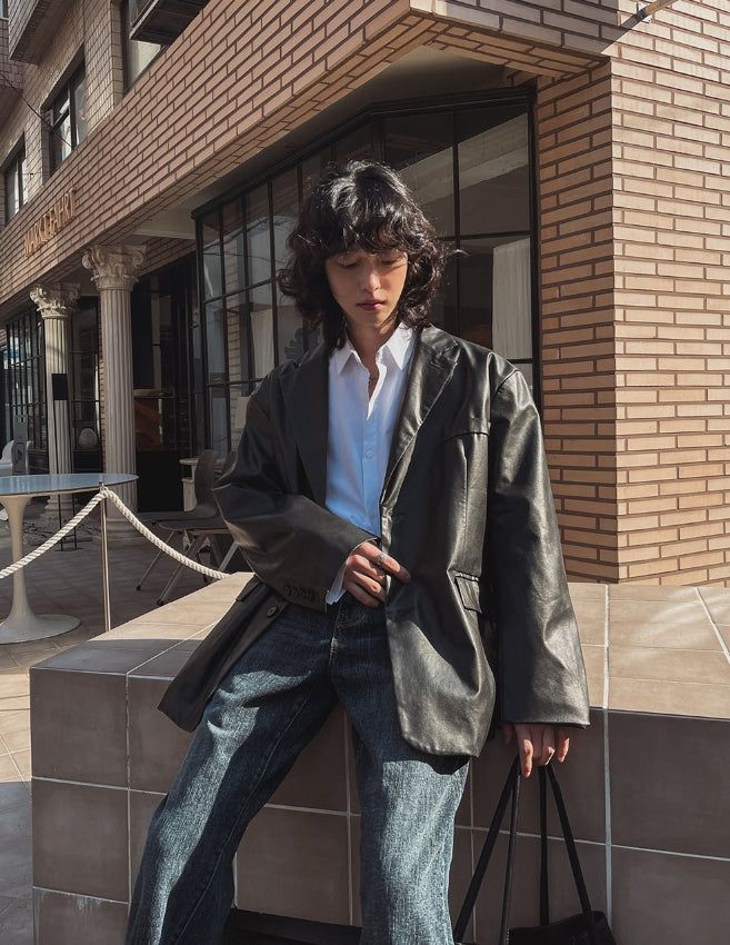 Kates leather over blazer
