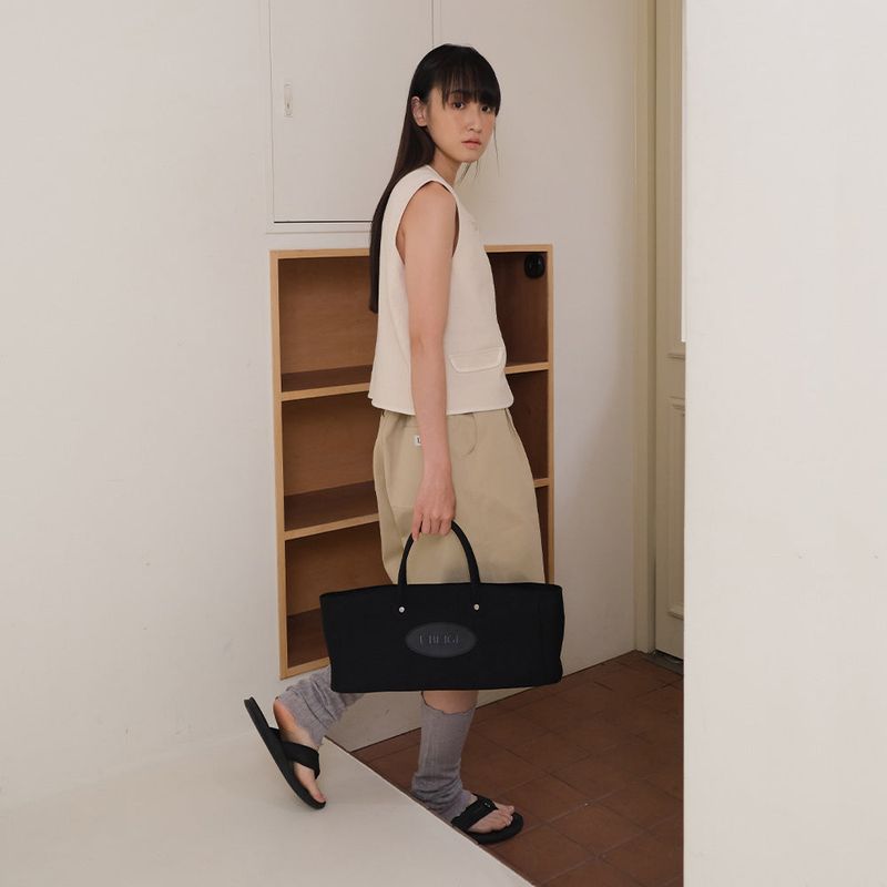 Black Nylon Tote Bag
