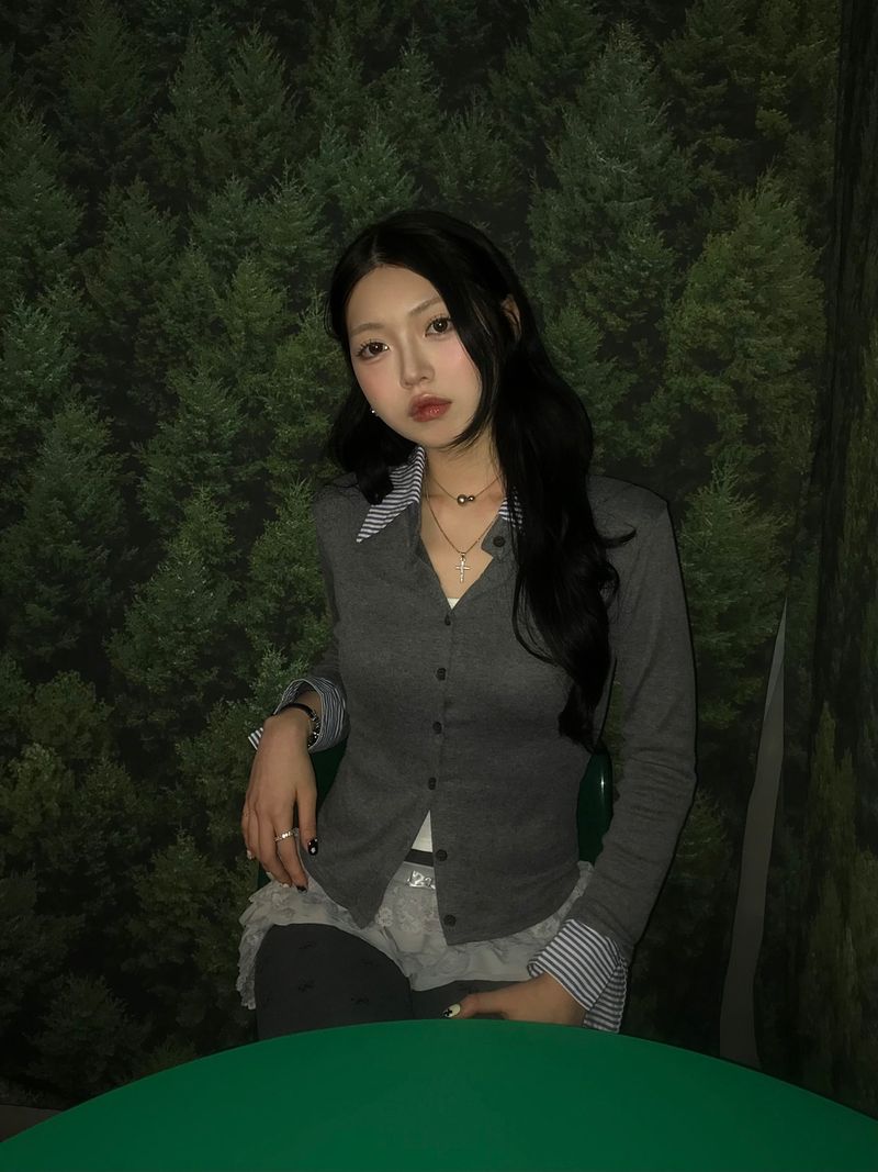 Pellen shirt cardigan (Gray)