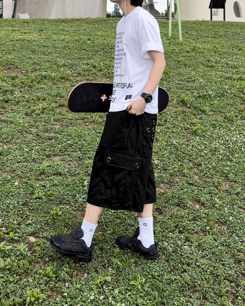 Aver Eyelet Cargo Bermuda Pants