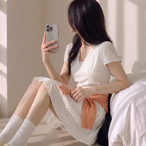 Innocent 🤍 eyelet summer mini white dress