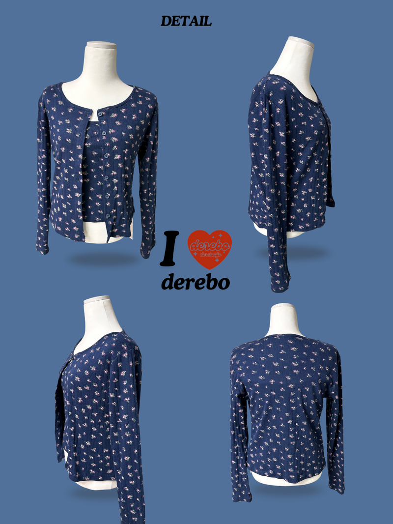 Lovely flower cardigan sleeveless two-piece set