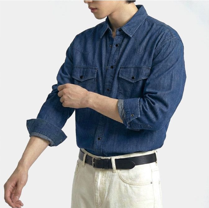 Standard Western Denim Shirt Blue