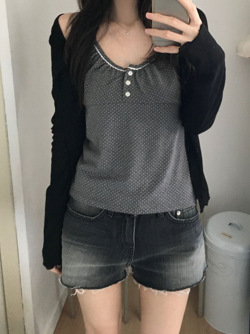 Dot Shirring Sleeveless (3 colors)
