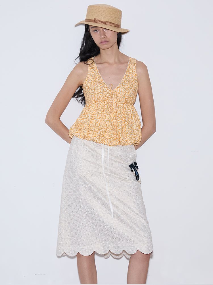 rirri SS25 バケーションウェア 100%コットン フローラル ブラウス - Resort Collection