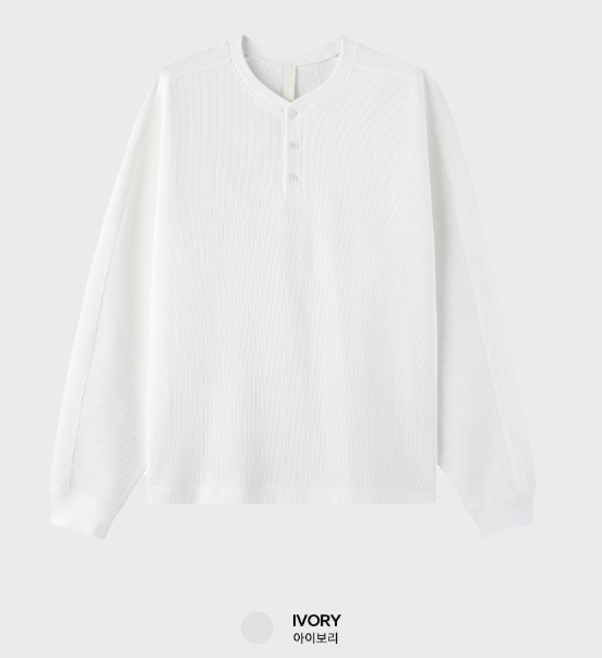Look nade Waffle Button Henry Neck Long Sleeve T-Shirt