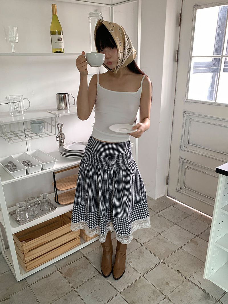 SMOKE BANDING CHECK SKIRT (2C)