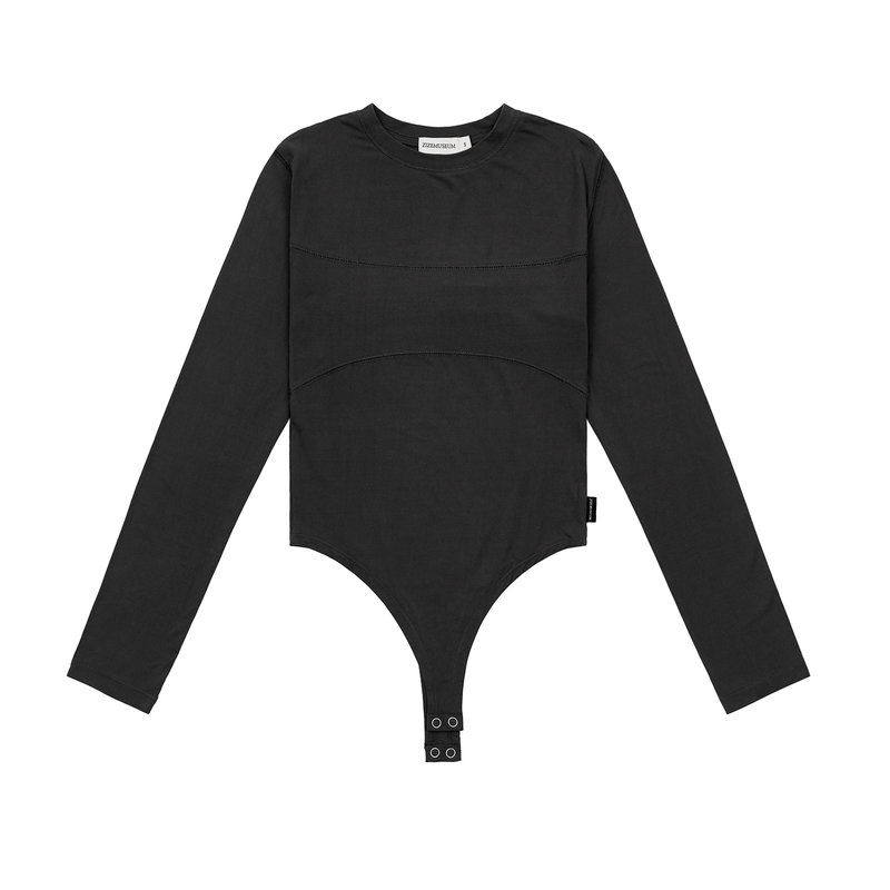 BACK POINT LONG SLEEVE BODYSUIT (BLACK)