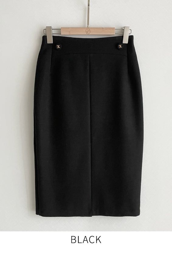Eze Wool Brushed Slit H-Line Skirt