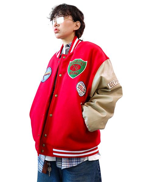 Oversized Varsity Jacket with Patches