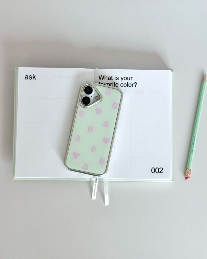 NEW LOGO Mint Pink Silver Epoxy Case