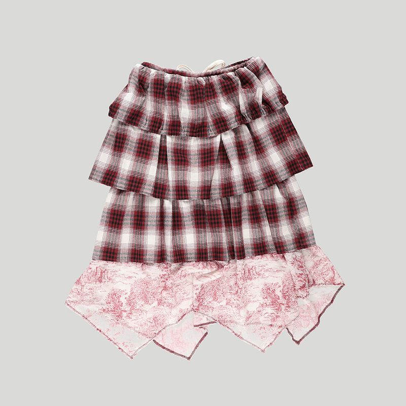 CHECK TIERED SKIRT