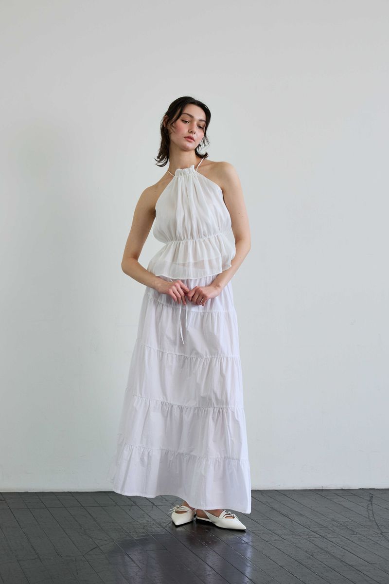 PEARL HALTERNECK TOP / WHITE