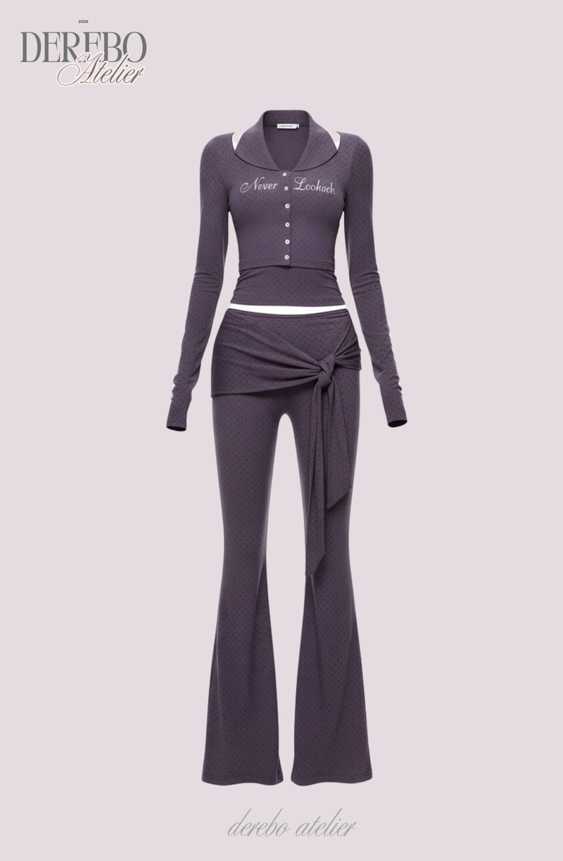 Dot halter cardigan flare training setup (PANTS)