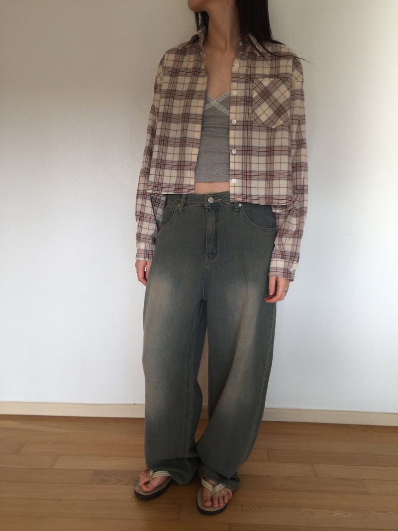 Touch denim wide long pants (2 colors)