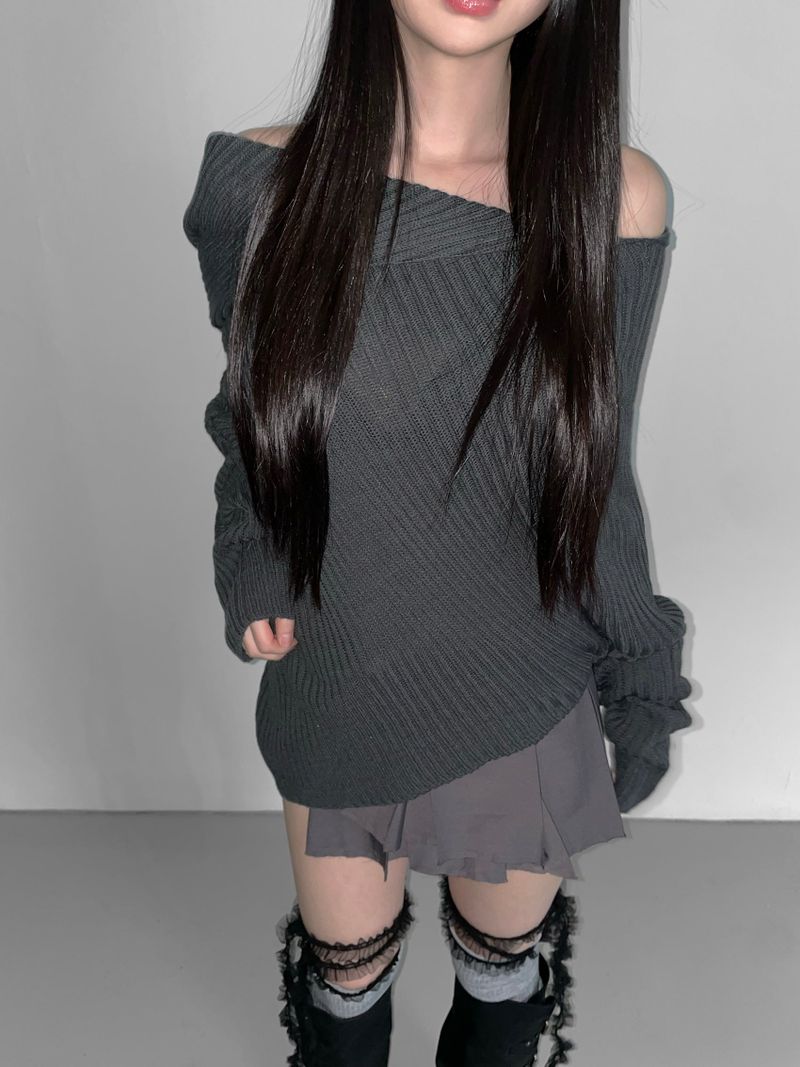 multi off shoulder kint(3 color)