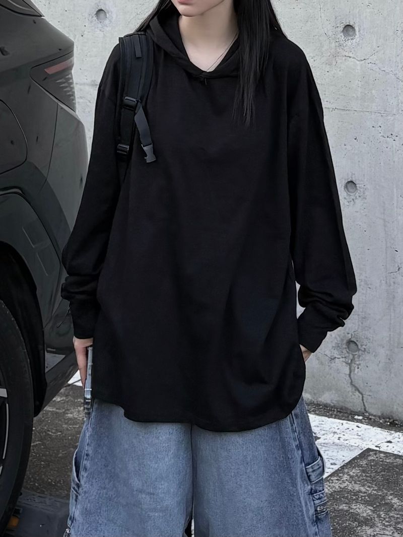 slub big hood long sleeve t-shirt