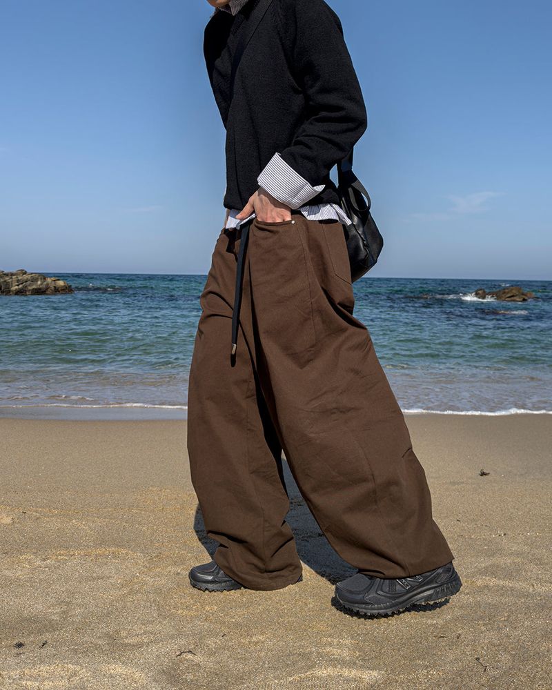 Bino Curved Wide Cotton Pants