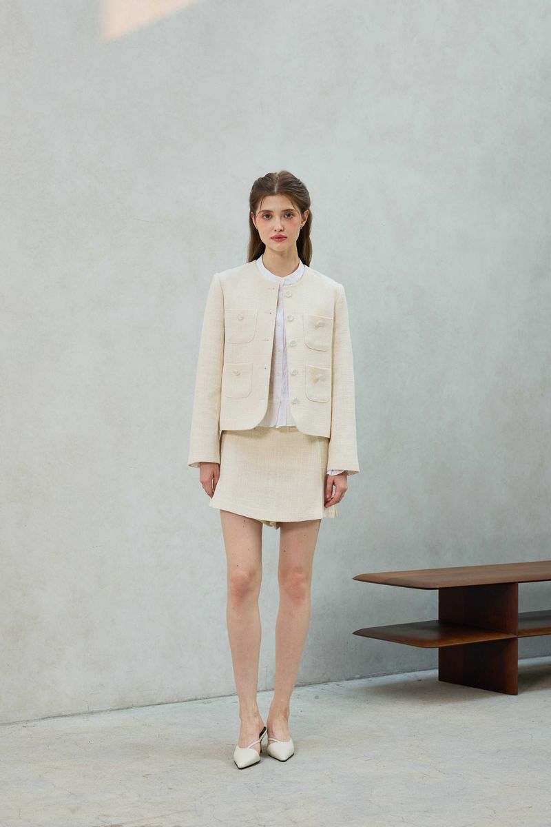 CHERISH TWEED SKIRT PANTS / WHITE