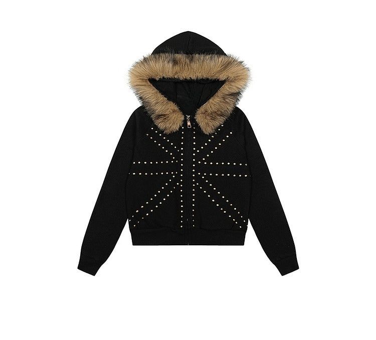 Cozy&Kitsch（コージーアンドキッチ）の「Radiant Stud Fur Hoodie Jumper（Tops）」