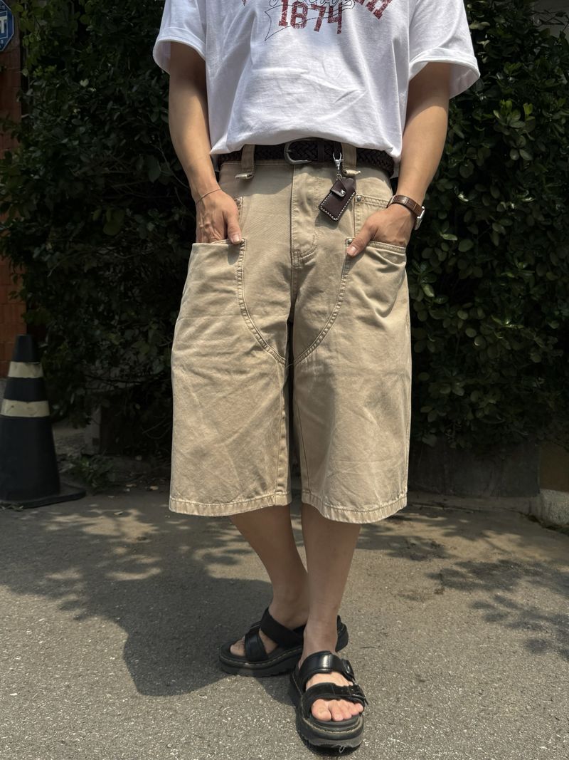 Dying double carpenter bermuda pants