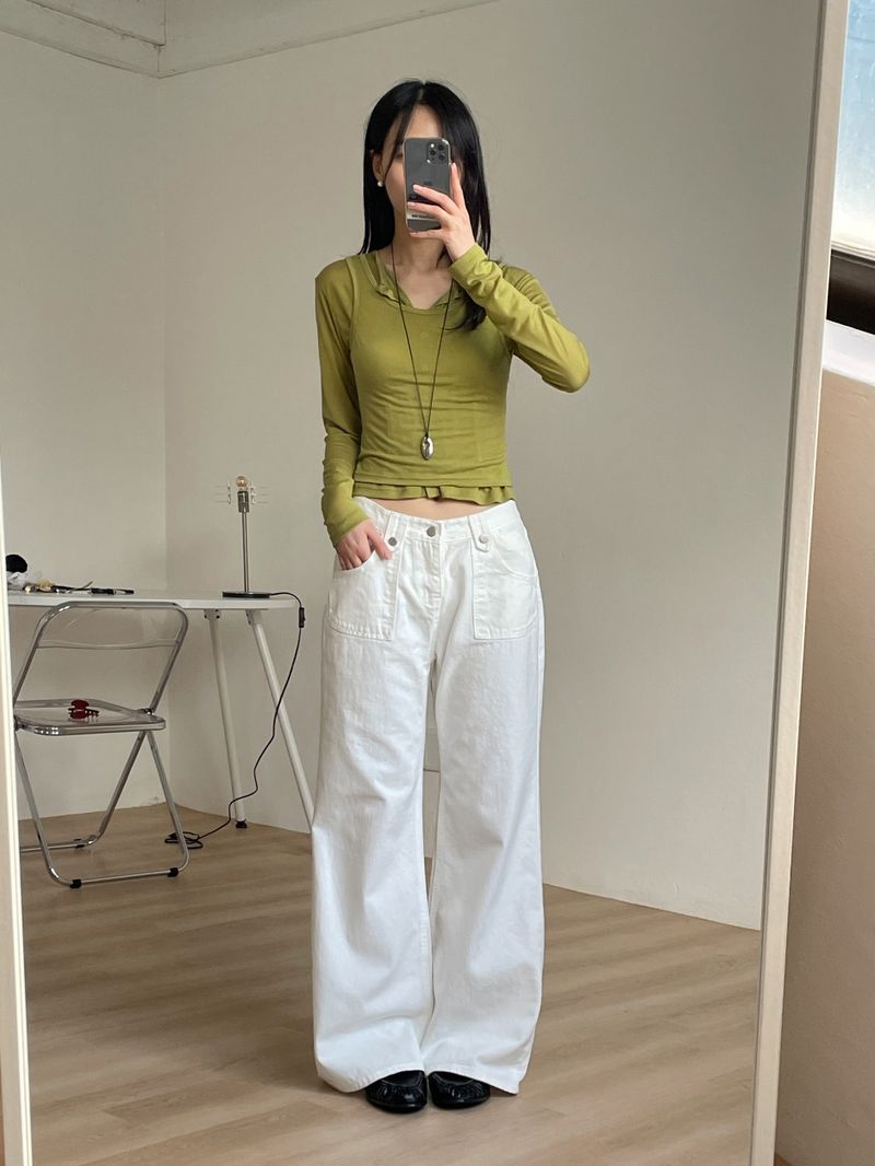 818 Cotton Bootcut Wide Pants
