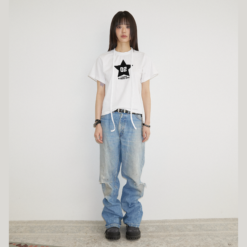  RIBBON ROCK T-SHIRT WHT