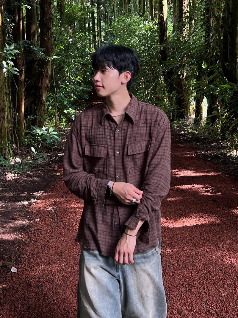 Ravi Raw-Edge Check Shirt (4 Colors)