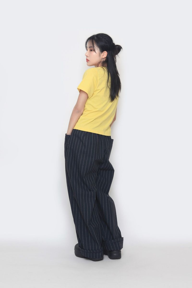 linen striped wide pants