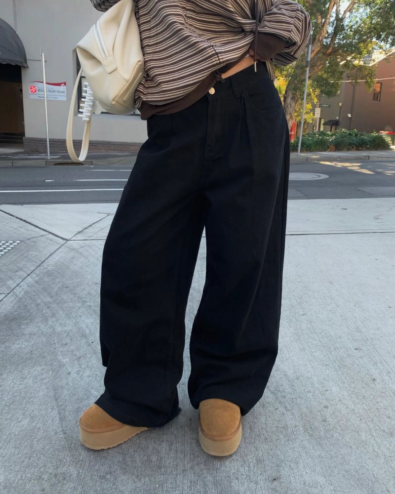 [ORIGINAL] Grain Pintuck Low-Rise Wide Pants
