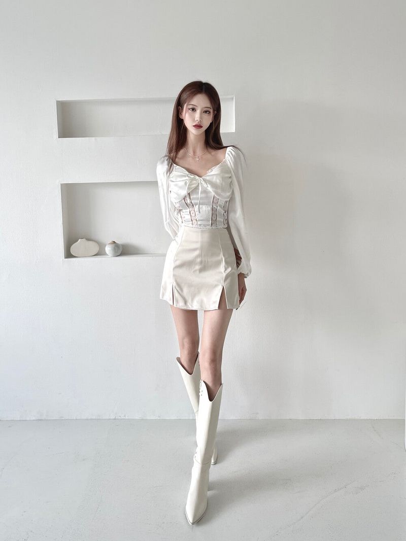 666. Satin two slit sk-pt (2color)