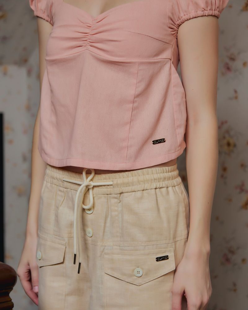 EVIE avery PUFFED SLEEVE TOP PINK
