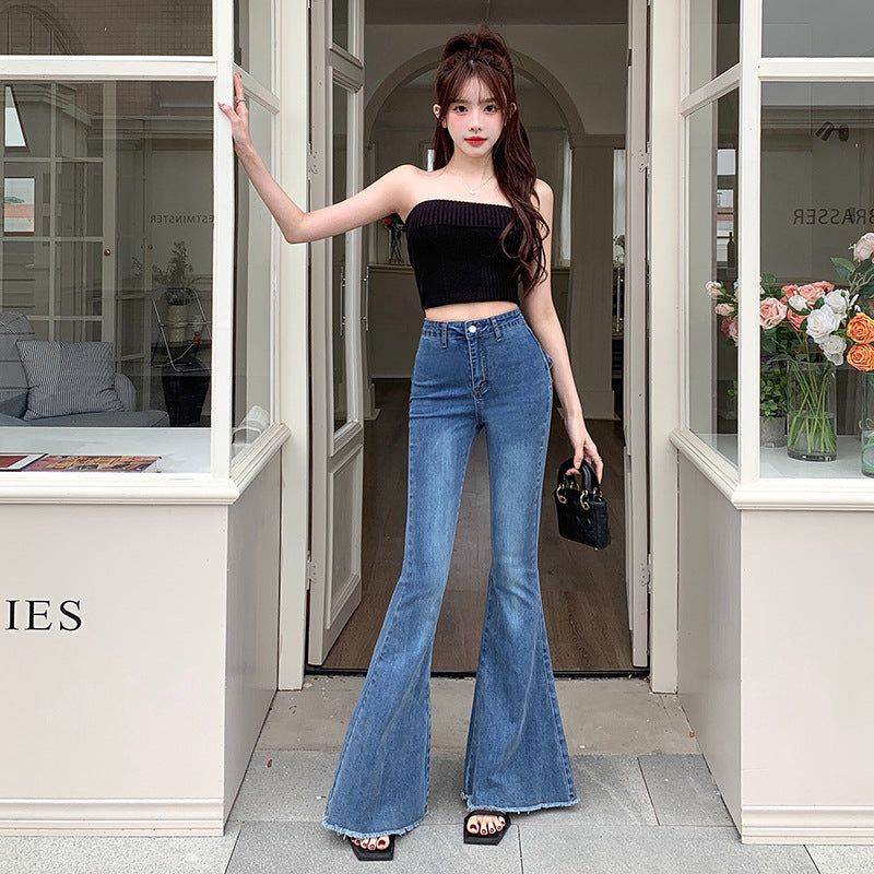 Ribbon Detail Denim Flare Pants