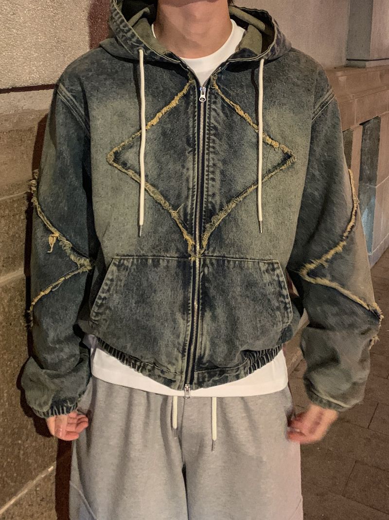 Nanjing vintage denim hooded jacket