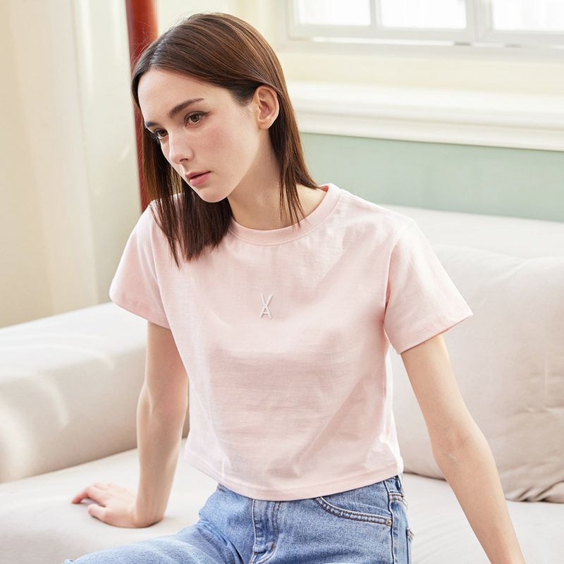 VA 3D Logo Crop T-Shirts / Pink