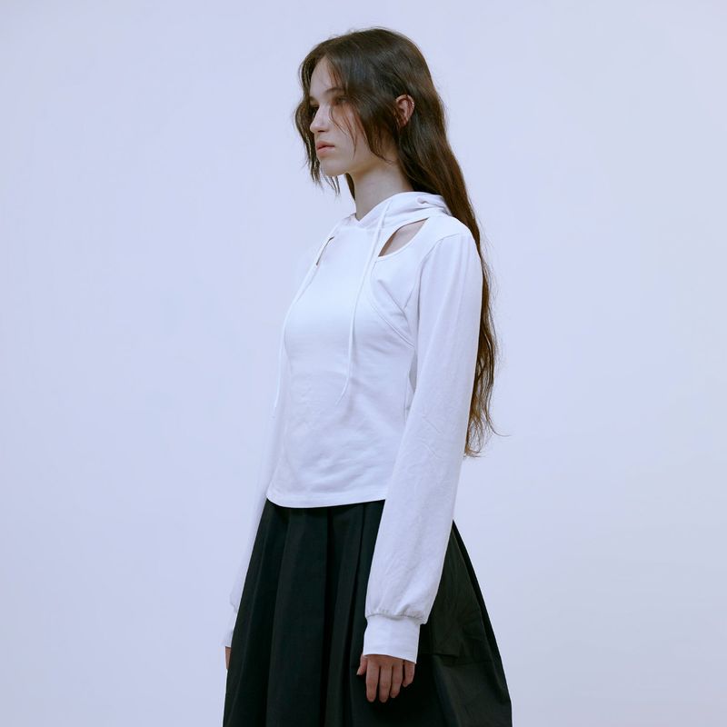 Cut Out Slim Hoodie (WHITE)