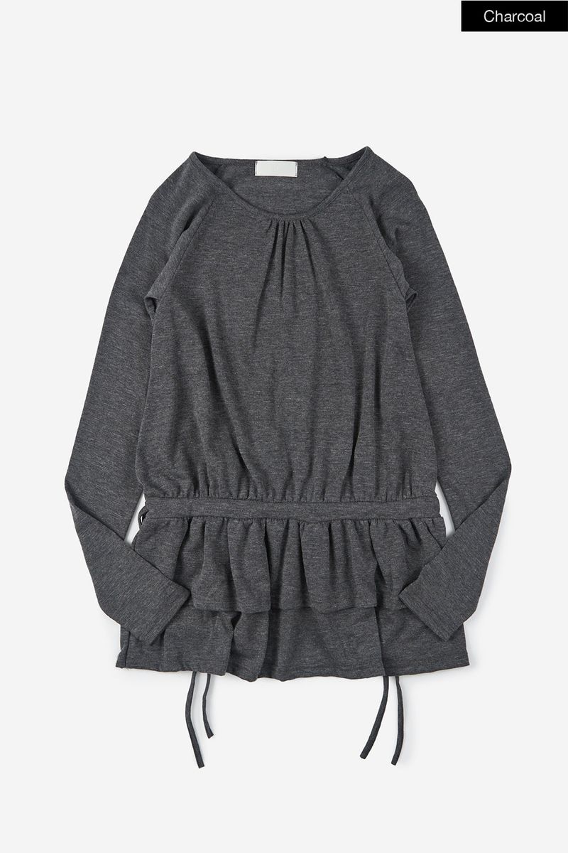 Frill tie waist blouse top