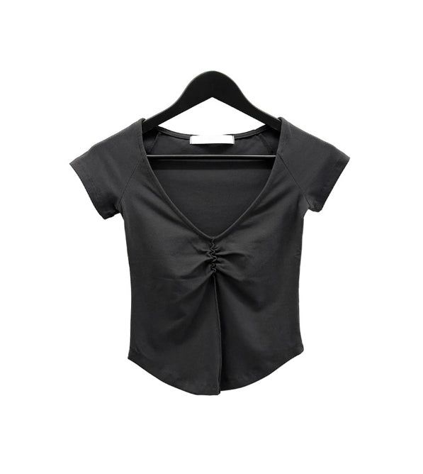 Ete Deep V-Neck Shirred Tee
